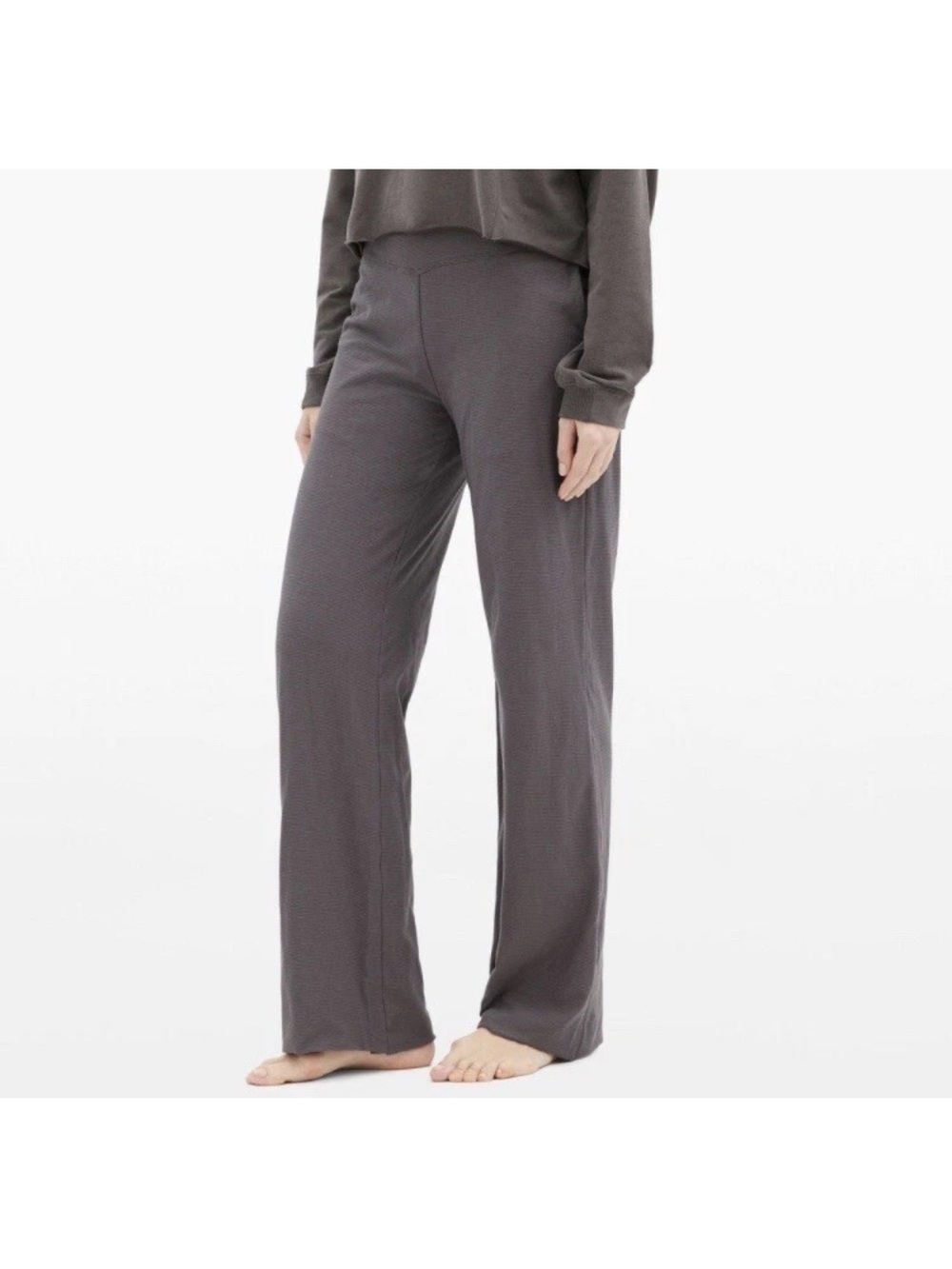 LUNYA Womens Supima Cotton Wide Leg Lightweight Lounge Pants Gray Size Small